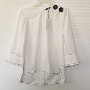 ZARA Woman Top with Contrasting Top Stitch, NEW